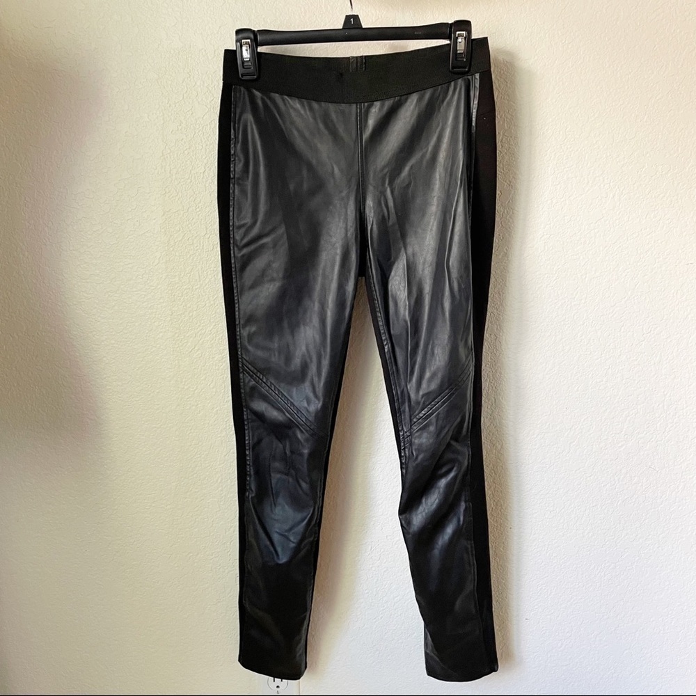 Sam Edelman Weekender Faux Leather Front Moto Leggings Small Black